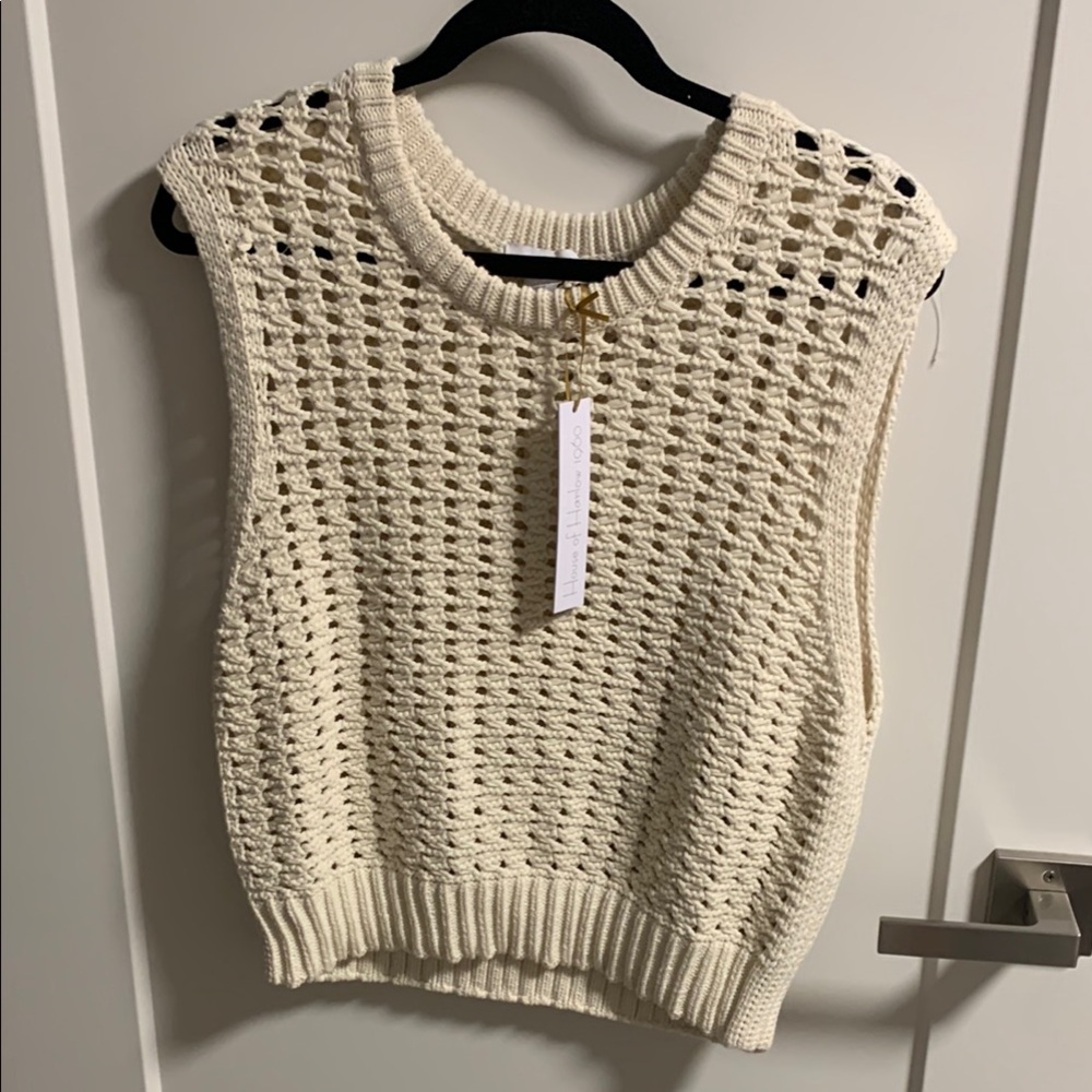 House of Harlow 1960 Cream Knit Sleeveless Sweater